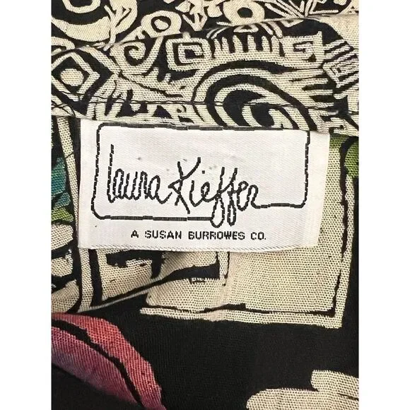 vtg Laura Kieffer‎ Susan Burrowes Artsy Women's 14 Rayon Open Front Cardigan - Picture 7 of 11